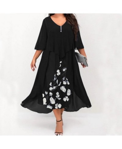 Spring Autumn Fashion Patchwork Vintage Plus Size Dress Woman Aesthetic Simple Print Oversized Elegant Chic Vestidos De Fiest...