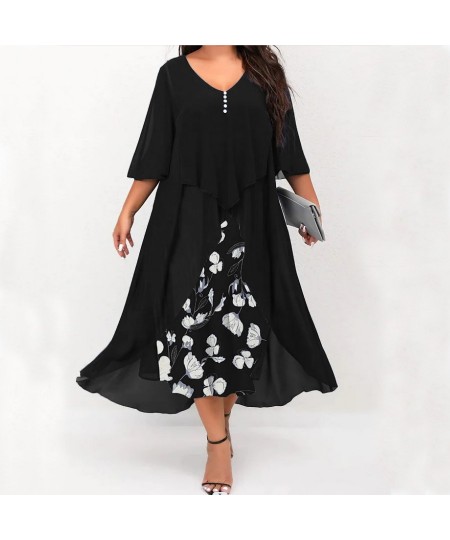 Spring Autumn Fashion Patchwork Vintage Plus Size Dress Woman Aesthetic Simple Print Oversized Elegant Chic Vestidos De Fiest...