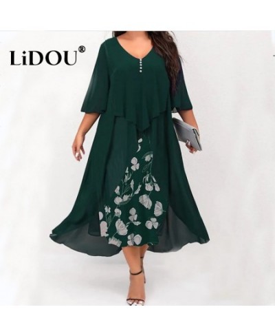 Spring Autumn Fashion Patchwork Vintage Plus Size Dress Woman Aesthetic Simple Print Oversized Elegant Chic Vestidos De Fiest...