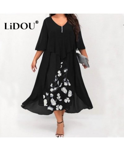 Spring Autumn Fashion Patchwork Vintage Plus Size Dress Woman Aesthetic Simple Print Oversized Elegant Chic Vestidos De Fiest...