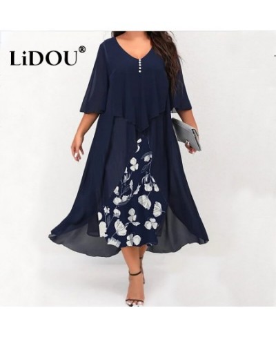 Spring Autumn Fashion Patchwork Vintage Plus Size Dress Woman Aesthetic Simple Print Oversized Elegant Chic Vestidos De Fiest...