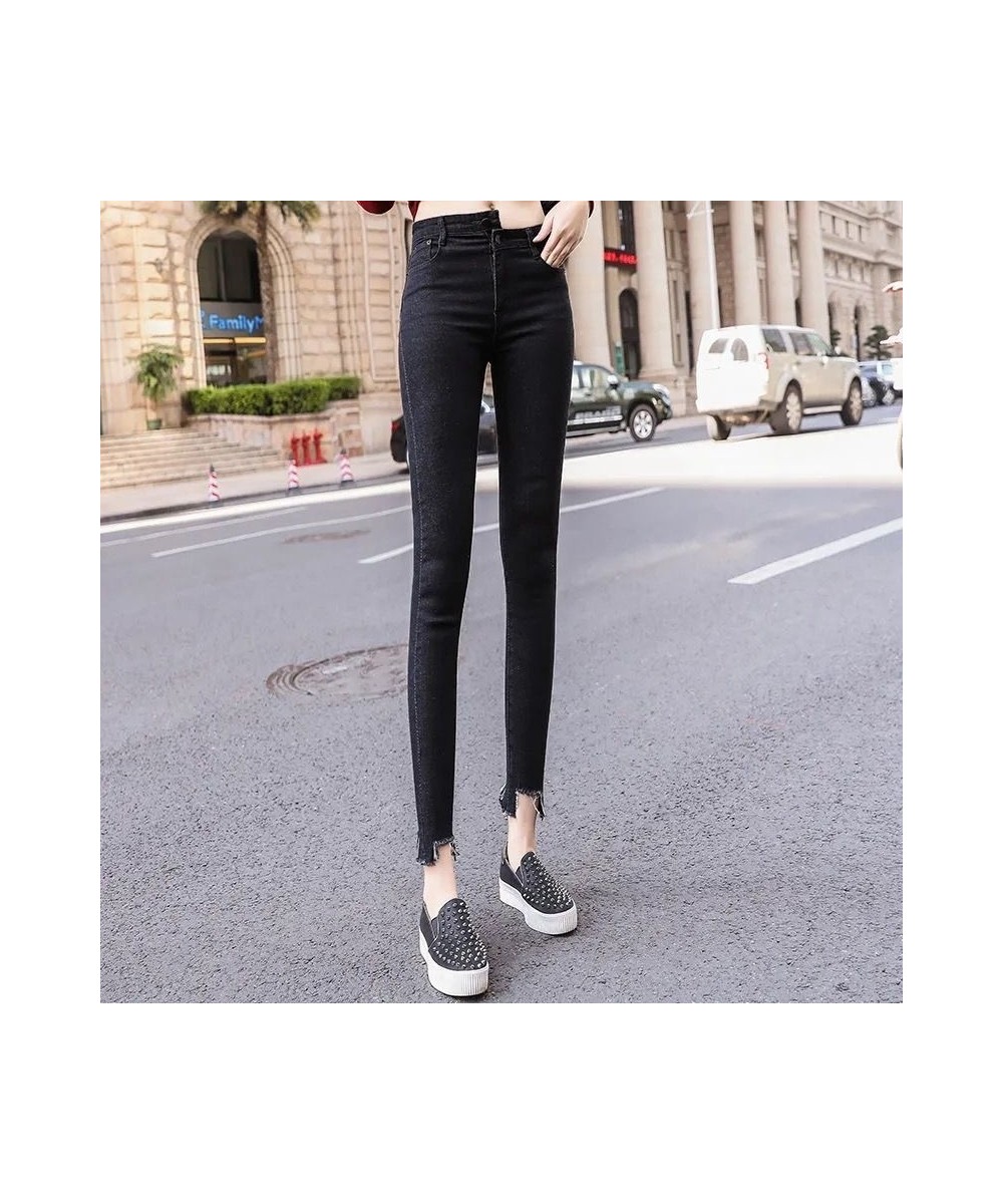 Skinny Jeans Woman White Blue High Waist Ripped Hole Jeans Vintage Sexy Cropped Pants Femme Casual Pencil Pants Denim Jeans $...