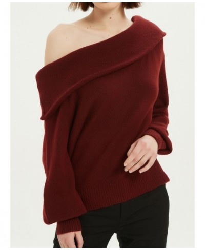 Fluffy Off Shoulder Sweater Women Fashion Jumpers Pullover Knitted Burgundy Grey Beige $35.36 - Sweaters