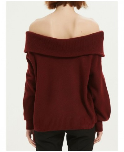 Fluffy Off Shoulder Sweater Women Fashion Jumpers Pullover Knitted Burgundy Grey Beige $35.36 - Sweaters