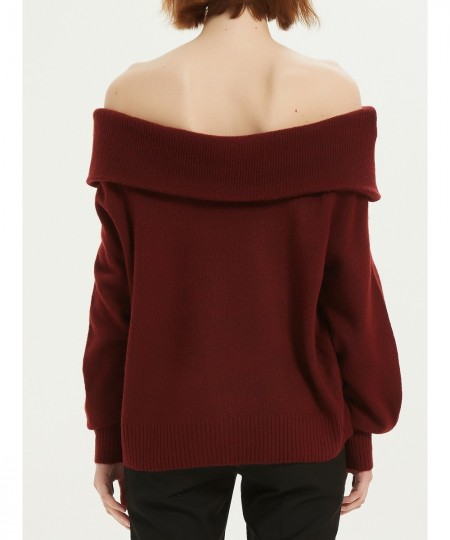 Fluffy Off Shoulder Sweater Women Fashion Jumpers Pullover Knitted Burgundy Grey Beige $35.36 - Sweaters