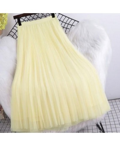 Korean Style Women's Skirt High Waist Long Tulle Skirt Pleated Black Midi Maxi Skirt Women Autumn Summer Elastic Mesh Tutu $2...