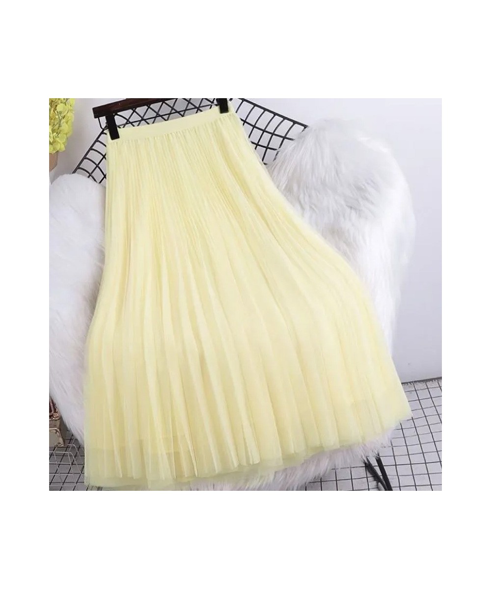 Korean Style Women's Skirt High Waist Long Tulle Skirt Pleated Black Midi Maxi Skirt Women Autumn Summer Elastic Mesh Tutu $2...