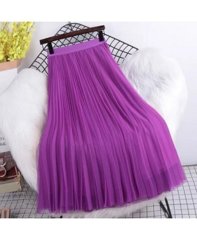 Korean Style Women's Skirt High Waist Long Tulle Skirt Pleated Black Midi Maxi Skirt Women Autumn Summer Elastic Mesh Tutu $2...