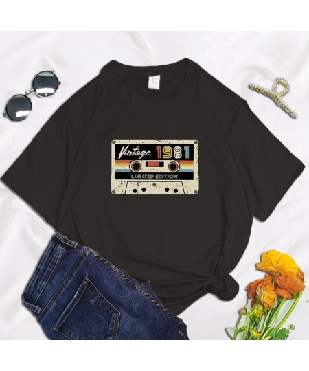 Vintage 1981 Letter Tape Print 90s Funny Women T Shirt Summer Round Neck Y2K Harajuku Funny Oversized T-shirt Graphic $22.01 ...