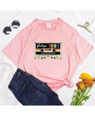 Vintage 1981 Letter Tape Print 90s Funny Women T Shirt Summer Round Neck Y2K Harajuku Funny Oversized T-shirt Graphic $22.01 ...