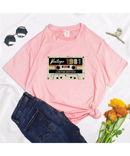 Vintage 1981 Letter Tape Print 90s Funny Women T Shirt Summer Round Neck Y2K Harajuku Funny Oversized T-shirt Graphic $22.01 ...