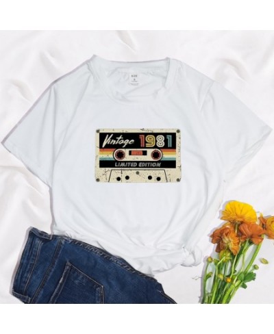 Vintage 1981 Letter Tape Print 90s Funny Women T Shirt Summer Round Neck Y2K Harajuku Funny Oversized T-shirt Graphic $22.01 ...