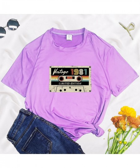 Vintage 1981 Letter Tape Print 90s Funny Women T Shirt Summer Round Neck Y2K Harajuku Funny Oversized T-shirt Graphic $22.01 ...