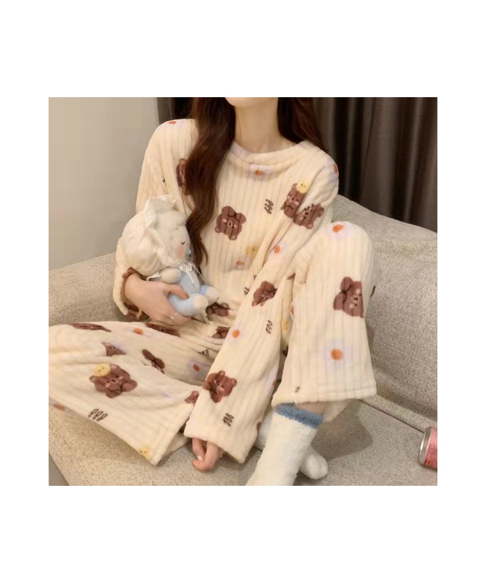 Women's Pajamas Warm Winter Thermal Pajamas for Women Flannel Women Thick Coral Velvet Sleepwear Flannel Pajamas Set $38.00 -...