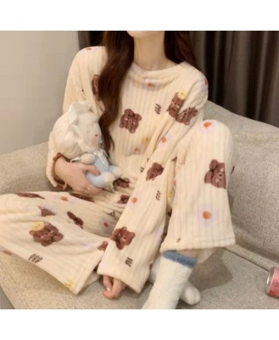 Women's Pajamas Warm Winter Thermal Pajamas for Women Flannel Women Thick Coral Velvet Sleepwear Flannel Pajamas Set $38.00 -...