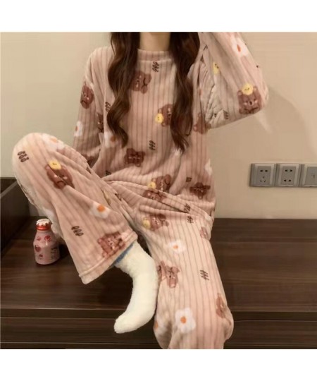 Women's Pajamas Warm Winter Thermal Pajamas for Women Flannel Women Thick Coral Velvet Sleepwear Flannel Pajamas Set $38.00 -...