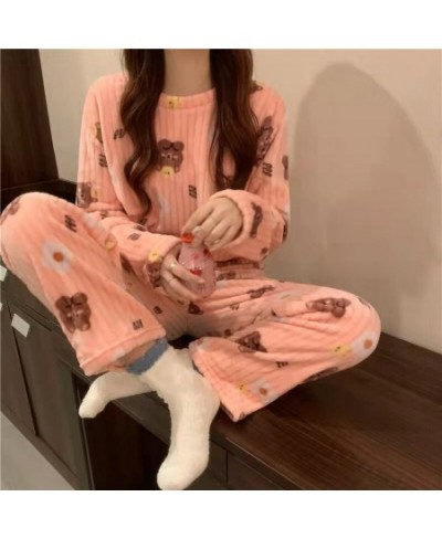 Women's Pajamas Warm Winter Thermal Pajamas for Women Flannel Women Thick Coral Velvet Sleepwear Flannel Pajamas Set $38.00 -...