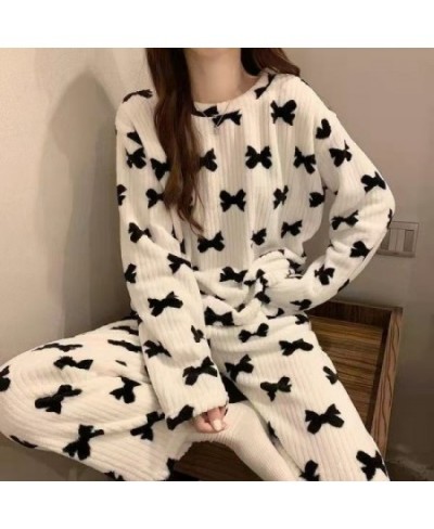 Women's Pajamas Warm Winter Thermal Pajamas for Women Flannel Women Thick Coral Velvet Sleepwear Flannel Pajamas Set $38.00 -...