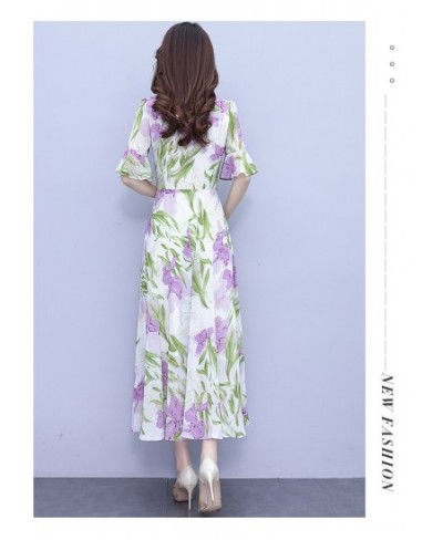 Spring And Summer 2023 New Mulberry Silk Satin Dress V-Neck Long-Sleeved Japanese Floral Waist Show Thin Large Swing Skirt $5...