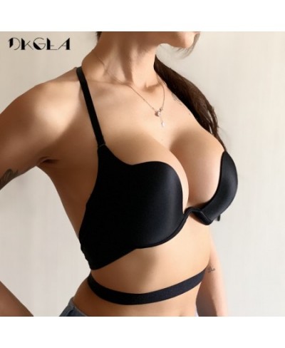 Fashion Backless Bra Lnvisible Lingerie C D Cup Deep U Sexy Bra U Plunge Half Cup Brassiere Black Women Underwear Push Up Bra...