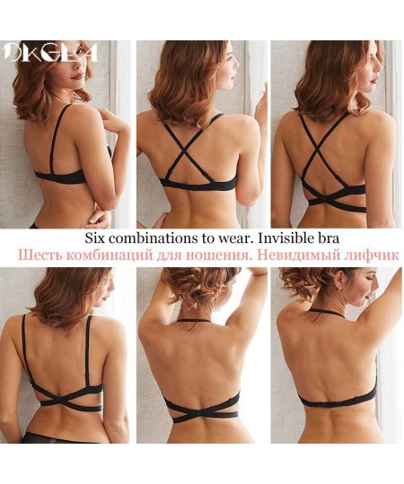 Fashion Backless Bra Lnvisible Lingerie C D Cup Deep U Sexy Bra U Plunge Half Cup Brassiere Black Women Underwear Push Up Bra...