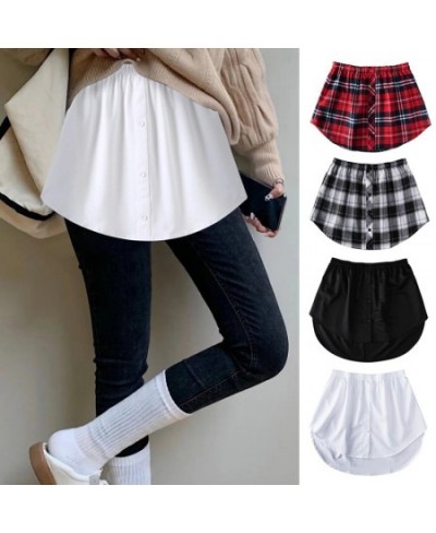 Detachable Underskirt Cotton Shirt Extender for Women Irregular False Skirt Tail Blouse Hem Plaid Mini Skirt Extender Hemline...