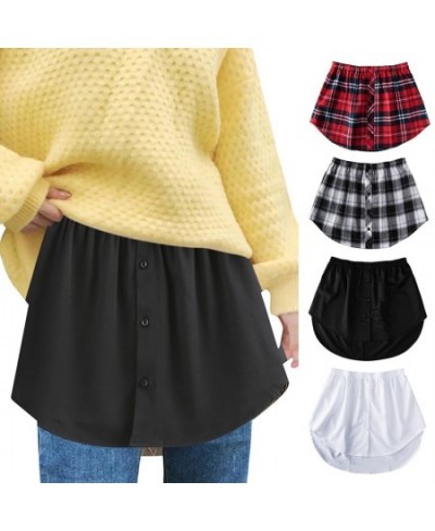 Detachable Underskirt Cotton Shirt Extender for Women Irregular False Skirt Tail Blouse Hem Plaid Mini Skirt Extender Hemline...