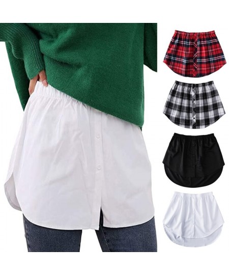 Detachable Underskirt Cotton Shirt Extender for Women Irregular False Skirt Tail Blouse Hem Plaid Mini Skirt Extender Hemline...