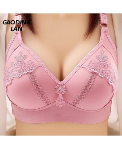 Triple Breasted Lace Traditional Embroidery Women Wireless Bra Large Size D Cup Gather Push Up Steel Rimless Bras Sexy Linger...