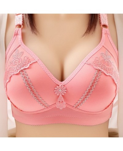 Triple Breasted Lace Traditional Embroidery Women Wireless Bra Large Size D Cup Gather Push Up Steel Rimless Bras Sexy Linger...