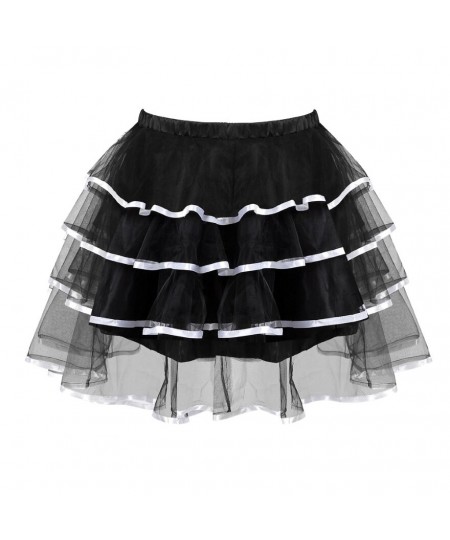 Women Sexy Layered Ruffled Striped Mini Skirt Showgirl Party Fashion Mesh Tulle Dance Tutu Skirts Match Corset Pleated Skirt ...