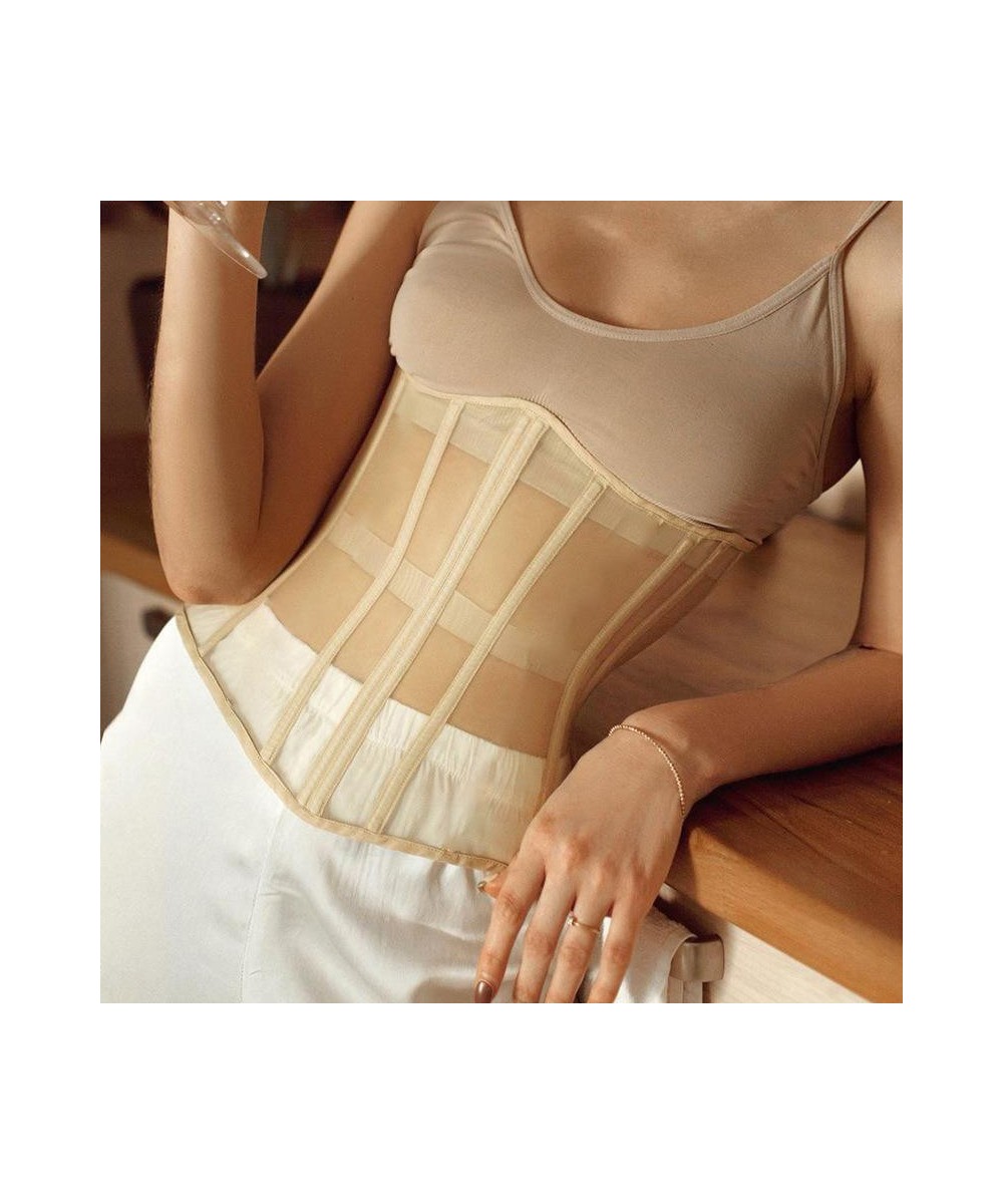 Women Mesh Corset Top Short Waist Belt Sexy Solid Color Bodycon Waspie Belts Chic New Lady Bustiers Tops Female Vest $23.77 -...