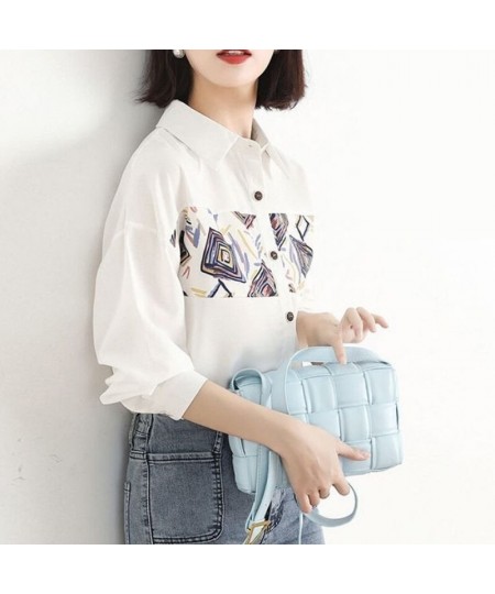 Korean Fashion Print Patchwork Chic Commute Top Blouse Women Casual Long Sleeve Street All Match Button Up Shirt Blusas $34.9...