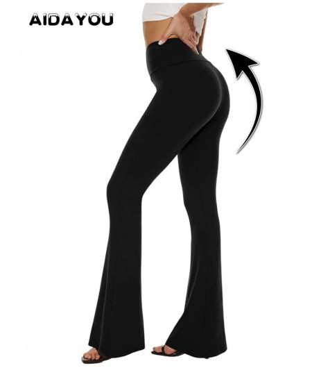 Women Black Flare Pants Butt Lifting Soft High Waist Bootcut Leggings Comfortable Tall 180cm Long Palazzo Pants ouc092 $37.54...