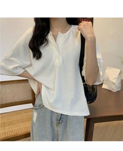 2023 Spring Summer Autumn Solid Casual T-Shirts Female Pullover Women Blouse Long Short Sleeve Slim Knitted Top Soft $32.15 -...