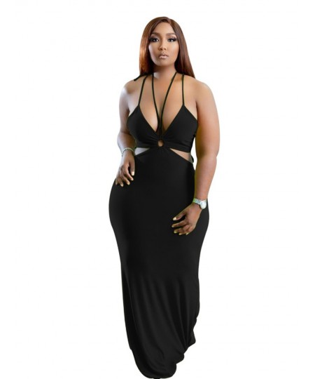 Summer Maxi Dress Backless Strap Sexy Women Plus Size Dresses Fashion Ladies Halter Bodycon Dress Wholesale Bulk $47.27 - Plu...