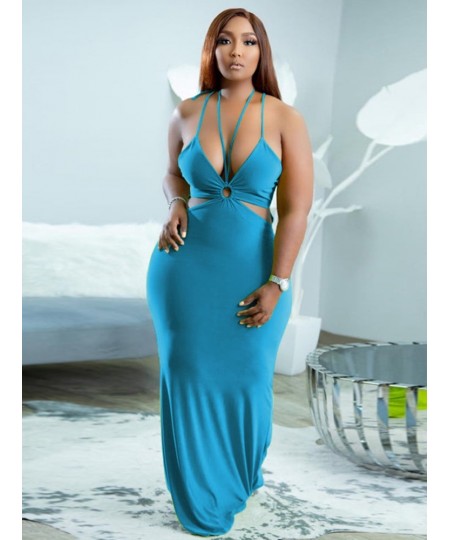 Summer Maxi Dress Backless Strap Sexy Women Plus Size Dresses Fashion Ladies Halter Bodycon Dress Wholesale Bulk $47.27 - Plu...