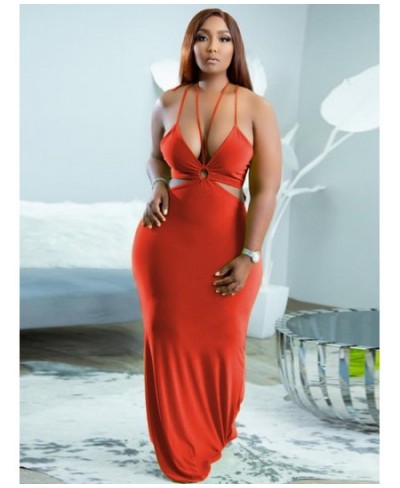 Summer Maxi Dress Backless Strap Sexy Women Plus Size Dresses Fashion Ladies Halter Bodycon Dress Wholesale Bulk $47.27 - Plu...