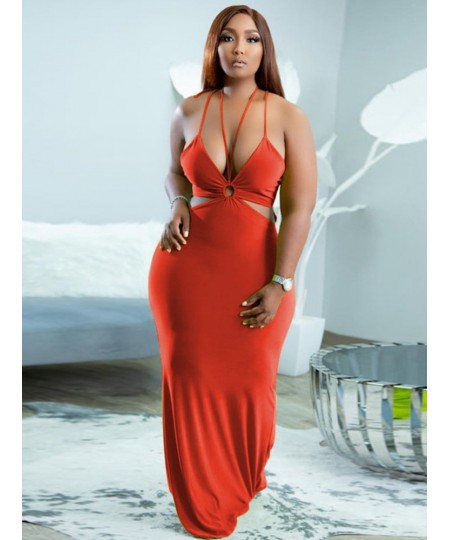 Summer Maxi Dress Backless Strap Sexy Women Plus Size Dresses Fashion Ladies Halter Bodycon Dress Wholesale Bulk $47.27 - Plu...