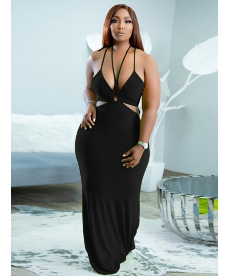 Summer Maxi Dress Backless Strap Sexy Women Plus Size Dresses Fashion Ladies Halter Bodycon Dress Wholesale Bulk $47.27 - Plu...