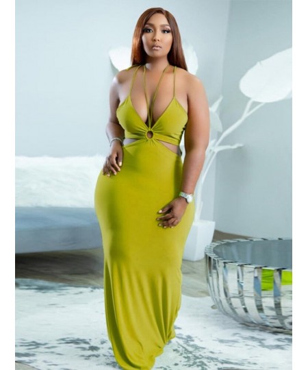 Summer Maxi Dress Backless Strap Sexy Women Plus Size Dresses Fashion Ladies Halter Bodycon Dress Wholesale Bulk $47.27 - Plu...