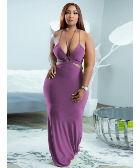 Summer Maxi Dress Backless Strap Sexy Women Plus Size Dresses Fashion Ladies Halter Bodycon Dress Wholesale Bulk $47.27 - Plu...