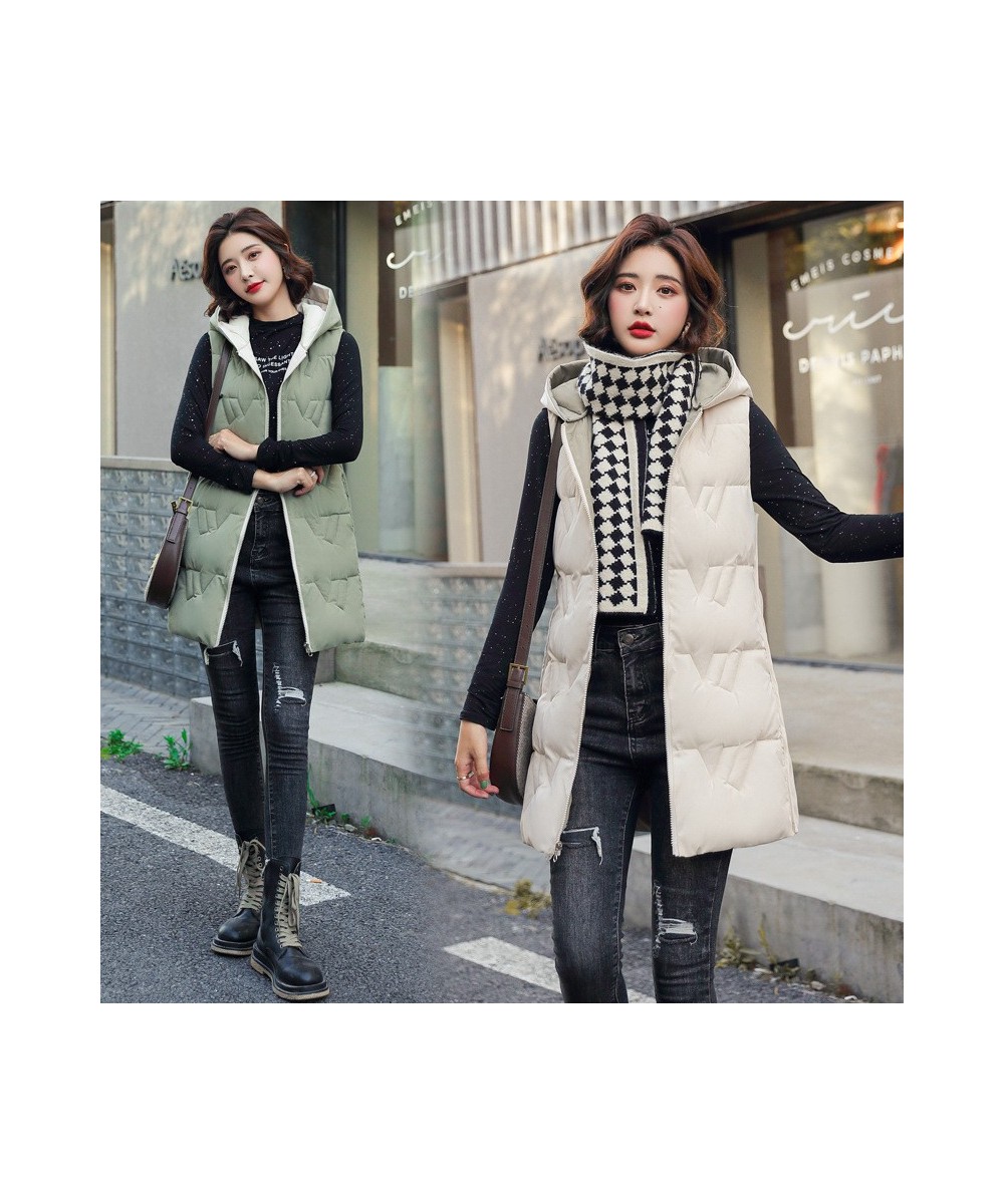 Double Sided Sleeveless Hooded Long Vest Jacket Winter 2022 New Waistcoat Female Warm Cotton Vest Women Padded Coat Outerwear...