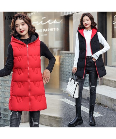 Double Sided Sleeveless Hooded Long Vest Jacket Winter 2022 New Waistcoat Female Warm Cotton Vest Women Padded Coat Outerwear...