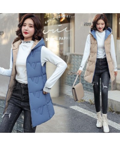 Double Sided Sleeveless Hooded Long Vest Jacket Winter 2022 New Waistcoat Female Warm Cotton Vest Women Padded Coat Outerwear...