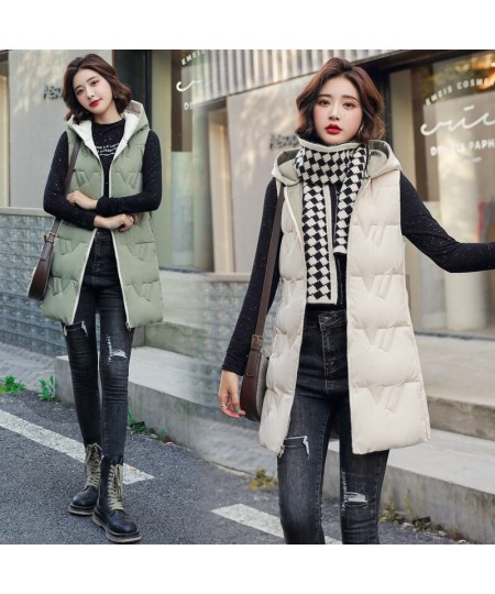 Double Sided Sleeveless Hooded Long Vest Jacket Winter 2022 New Waistcoat Female Warm Cotton Vest Women Padded Coat Outerwear...