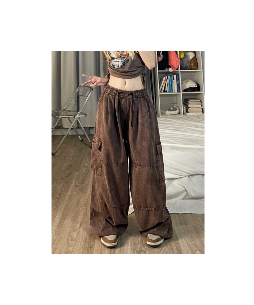 Cargo Pants Women Clothing High Street Waistband Vintage Washed High Waisted Jeans Woman Casual Wide Leg Baggy Jeans Women $5...