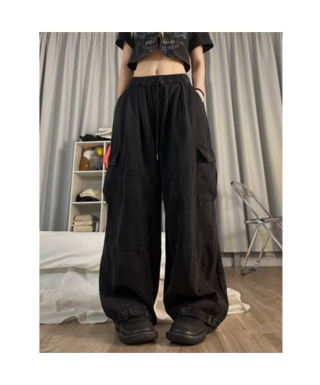 Cargo Pants Women Clothing High Street Waistband Vintage Washed High Waisted Jeans Woman Casual Wide Leg Baggy Jeans Women $5...