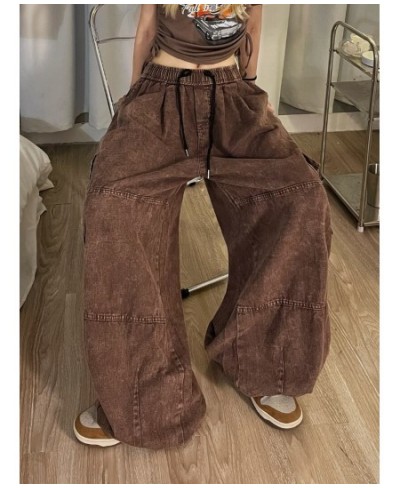 Cargo Pants Women Clothing High Street Waistband Vintage Washed High Waisted Jeans Woman Casual Wide Leg Baggy Jeans Women $5...