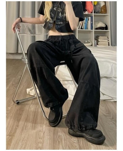 Cargo Pants Women Clothing High Street Waistband Vintage Washed High Waisted Jeans Woman Casual Wide Leg Baggy Jeans Women $5...